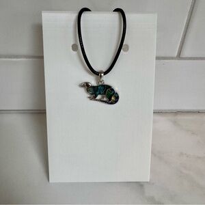 Paua Shell Otter Pendant Necklace Iridescent Abalone Animal Charm